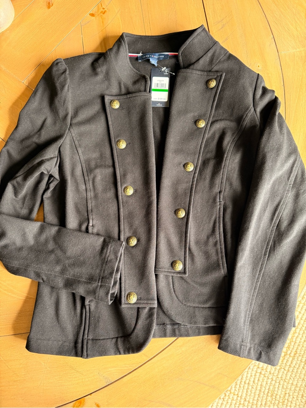 Tommy Hilfiger Black Double-Breasted Military Blazer